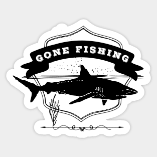 GONE FISHING- Retro Shark Design Sticker